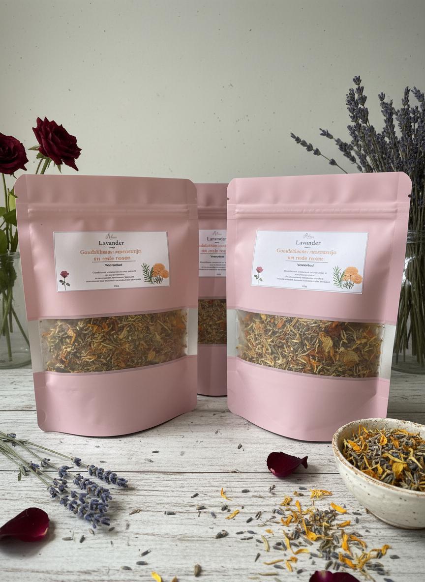 Goudsbloemem/Rozemarijn en Rozen-100g-Voetenbad